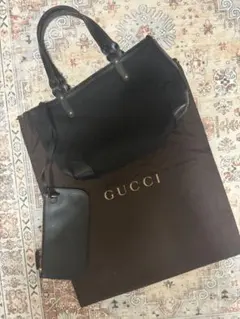 GUCCI GGキャンバス トートバッグ ブラック