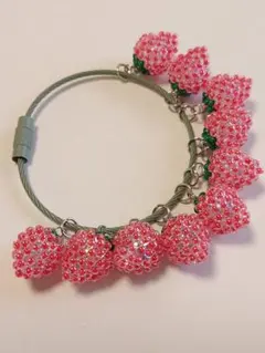 No.340 ぷっくり 可愛い いちごパーツ キーホルダー キーリング