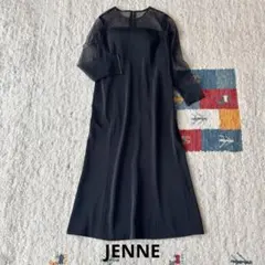 ジェンヌ　ドットチュールシアーワンピース　黒　パッド付き　セレモニー　ドレス