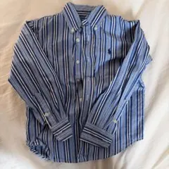 ポロ　Ralph Lauren 長袖シャツ 青と白ストライプシャツ　110 4T