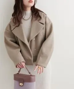 natural couture メルトンショートコート　ベージュ