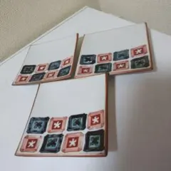未使用も保管傷多少あり！有田焼　銘々皿　角皿　聡窯　辻一堂作　3枚 13.5㎝