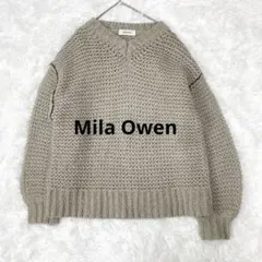 Mila Owen 配色デザインVネック　モヘア混　ニットプルオーバー