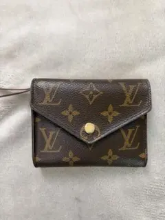 ルイヴィトン モノグラム ポルトフォイユ ヴィクトリーヌ 三つ折り 財布　茶