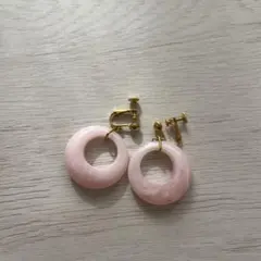 ピンク フープイヤリング クリップ式