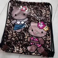 値下げ⚠️ハローキティ ヒョウ柄 ナップザック ほぼ新品