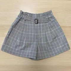 グローバルワーク　グレー系チェック 半ズボン ベルト付き　ショートパンツ
