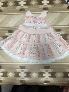 Bebe Ⅱ ピンク 花柄　パッチワーク風ノースリーブ ワンピース ９０センチ