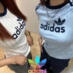 adidas ストライプ 半袖 Tシャツ - メルカリ