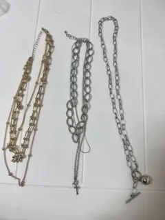 ネックレス 3本セット ゴールド シルバー チェーンのサムネイル