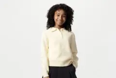 ユニクロ GIRLS スフレヤーンポロセーター