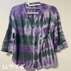 タイダイ染め　７部袖シャツ　LLサイズ
