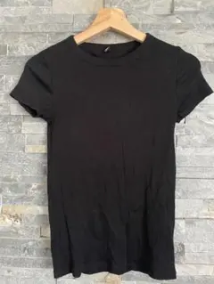 UNIQLO Tシャツ S 黒 スーピマコットンリブクルーネックT（半袖）