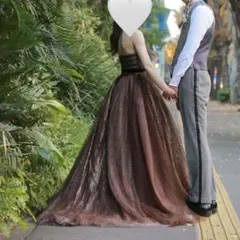 ウェディング　カラードレス　結婚式　ドレス　茶色　ブラウン　オーダーメイド