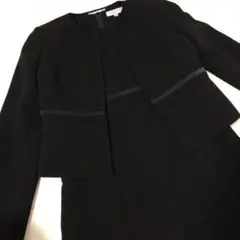 【超美品】ブラックフォーマル 五分袖ワンピース×ジャケットセット 9号M〜L