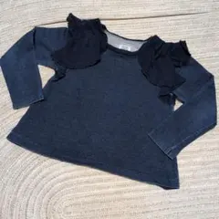 O&G フリル付き長袖Tシャツ ネイビー　120