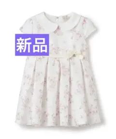 新品　オケージョン衿プリーツワンピース　花柄　ピンク