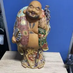 九谷焼 布袋尊 金彩 色絵 布袋像 特大約45cm 美品陶器製 骨董品七福神