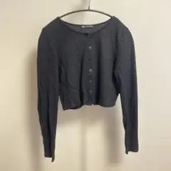 ZARA ブラック クロップドカーディガン M