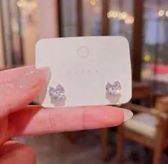 【115】ハートピアス(大) ピアス ジルコニア キラキラ 上品 かわいい