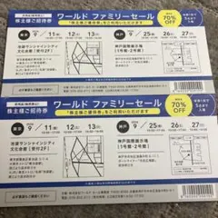 ワールド 株主優待 ワールドファミリーセール　株主招待券　2枚のサムネイル