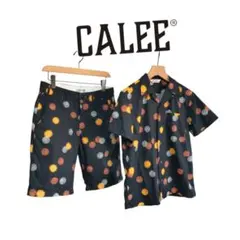 CALEE 半袖シャツとハーフパンツの上下セット 変わり水玉柄 綿100%日本製のサムネイル
