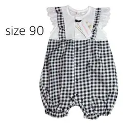 【size 90】ELFINDOLL ギンガムチェック カバーオール　フリル袖のサムネイル