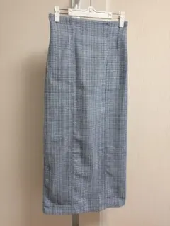 GRL青系チェック柄キラキラタイトスカートＬサイズ細身　美品