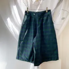 タグ付き新品 緑色 チェック柄 キュロットパンツ М 裏地付き