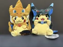 【美品】メガリザードンのポンチョを着たピカチュウ ぬいぐるみ