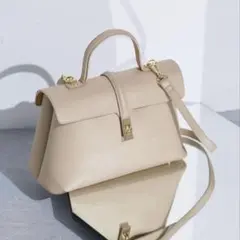 VISビス ヴィスひねり金具ワンハンドルバッグ 2WAY ショルダー ベージュ