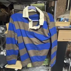 青と茶色のストライプ長袖カットソー