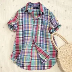 美品✨ラルフローレン　リネン100% チェック シャツ