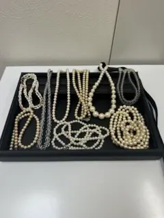 グレー系パールネックレス3点セット 上品な留め具 ヴィンテージ まとめ 