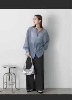 【新品未使用】シースルー ライトブルー オーバーサイズシャツ