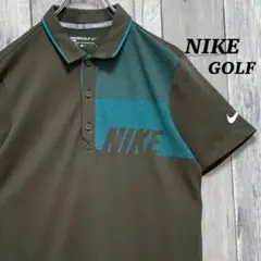 ナイキ　NIKE GOLF 半袖　ポロシャツ　ビックロゴ　ブラウン　M