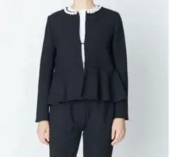 YOKO CHAN. ティアードスリーブ　パール　ノーカラージャケット YOKO CHAN. ティアードスリーブ パール ノーカラージャケット