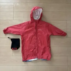 赤いレインジャケット 収納袋付きモンベル120