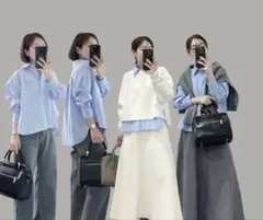 値下げ‼️プッチージョ◆cahoコラボ　シャツ◆ライトブルー　コヒナ147