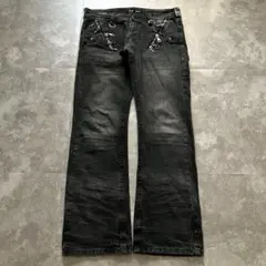 00s gimmick pockets black flare denimY2K