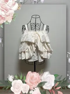 【NICE CLAUP】ジャガードフリル オフショルトップス アイボリーのサムネイル
