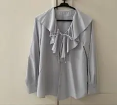 GU フリル付きライトブルーシャツ Lサイズ