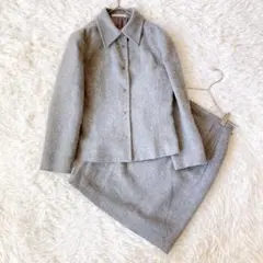 ロペ セットアップ ジャケット スカート（9）ウール混 上品 グレー 裏地