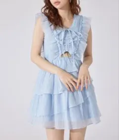 rienda ティアードフリルミニワンピース　水色
