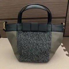 COOCO クーコ ツイードxPUリボン2wayトートバッグ