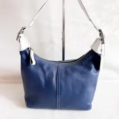 COACH コーチ ワンショルダーバッグ バイカラー ハーフムーン ネイビー