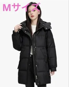 ベンチコート レディースロングダウンコート 中綿ジャケットフード付き