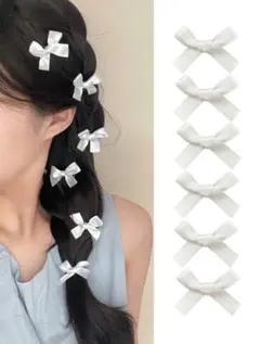 ホワイトリボンヘアピン 5個セット