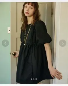 FREAK'S STORE 半袖 チュニック ブラック エンボス加工 袖バルーンのサムネイル
