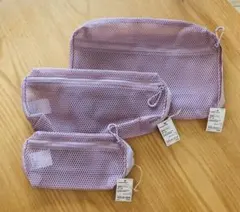 新品 無印良品 立体メッシュケース ピンク　L Ｍ S 3点セットのサムネイル